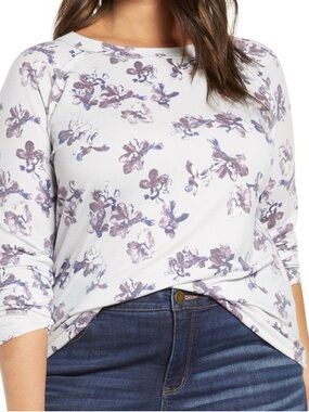 CASLON Cozy Print Top Purple Floral